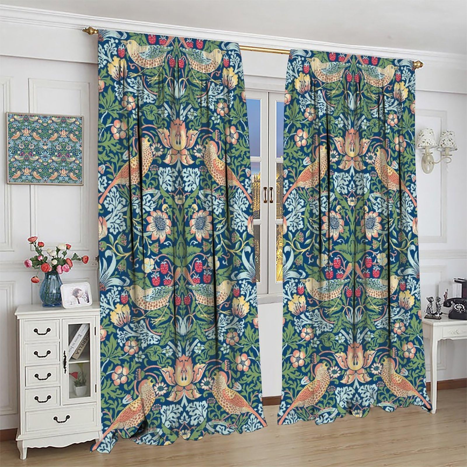 Amazon.com: William Morris Botanical Art Windows Curtains Green
